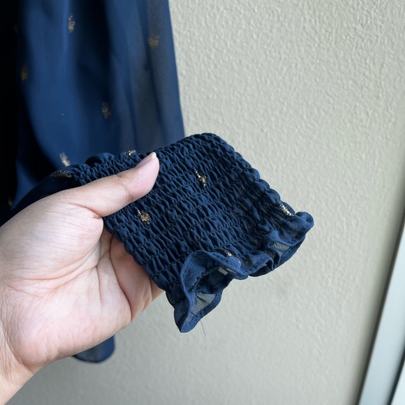 Navy and gold long sleeve blouse - Picture 4 of 8